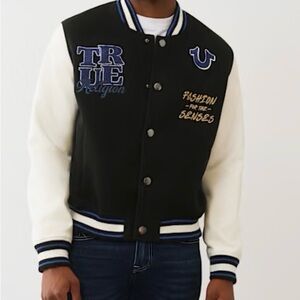 True Religion Black and White Bomber Jacket
